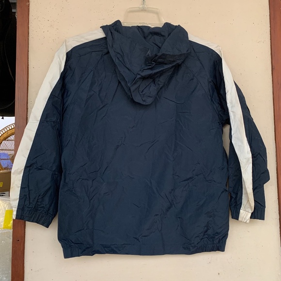 KIDS NAVY BLUE HALF ZIP HOODED PACKABLE WINDBREAKE - Picture 5 of 5